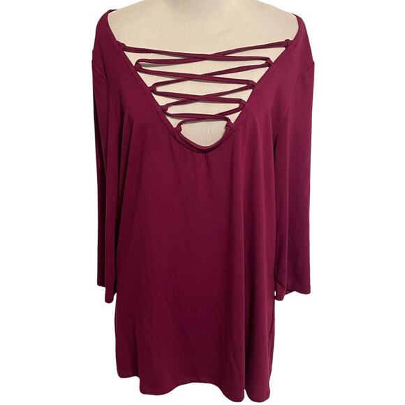 Torrid Berry Romance Lattice Tee Womens Size 2X Relaxed Soft Knit Pullover Top - Picture 2 of 11